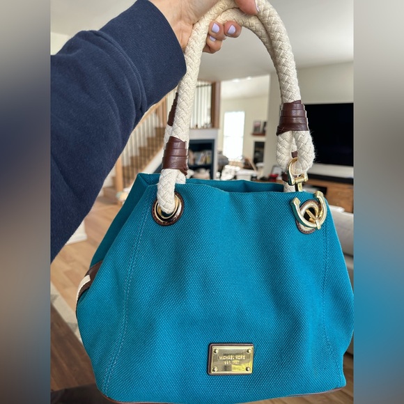 Michael Kors Blue Canvas Marina Grab Tote - Picture 8 of 9